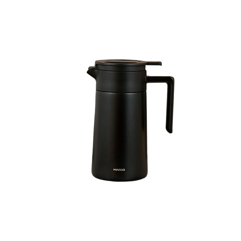 Hario 600ml double-walled thermal pot in black on white background